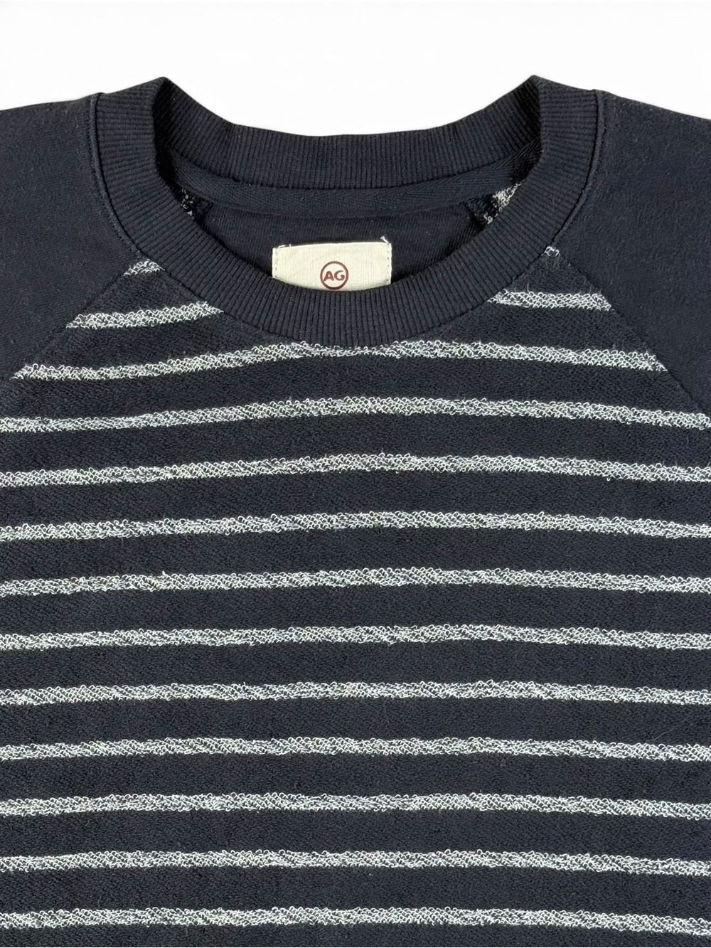 AG Adriano Goldschmied Striped Raglan Crewneck Sweater Navy Men’s Medium NWT